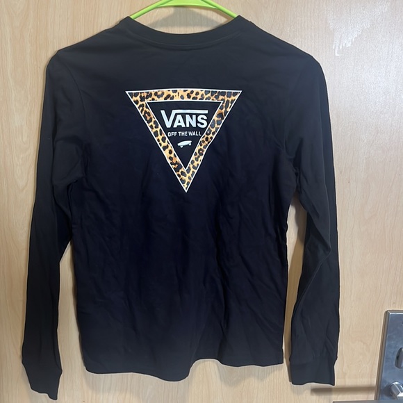 Vans Other - girls, black long sleeved vans shirt, size medium 10 to 12 leopard triangle NWT